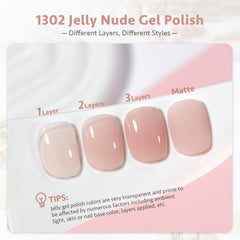GAOY Jelly Nude Pink swatch layer reveals buildable sheer to opaque color