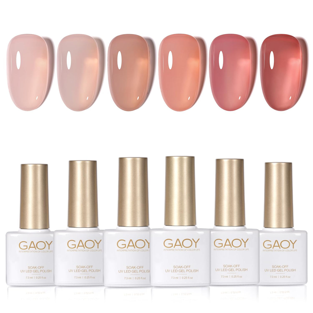 GAOY Jelly Nude Set: sheer red bottle close-up for buildable color at home