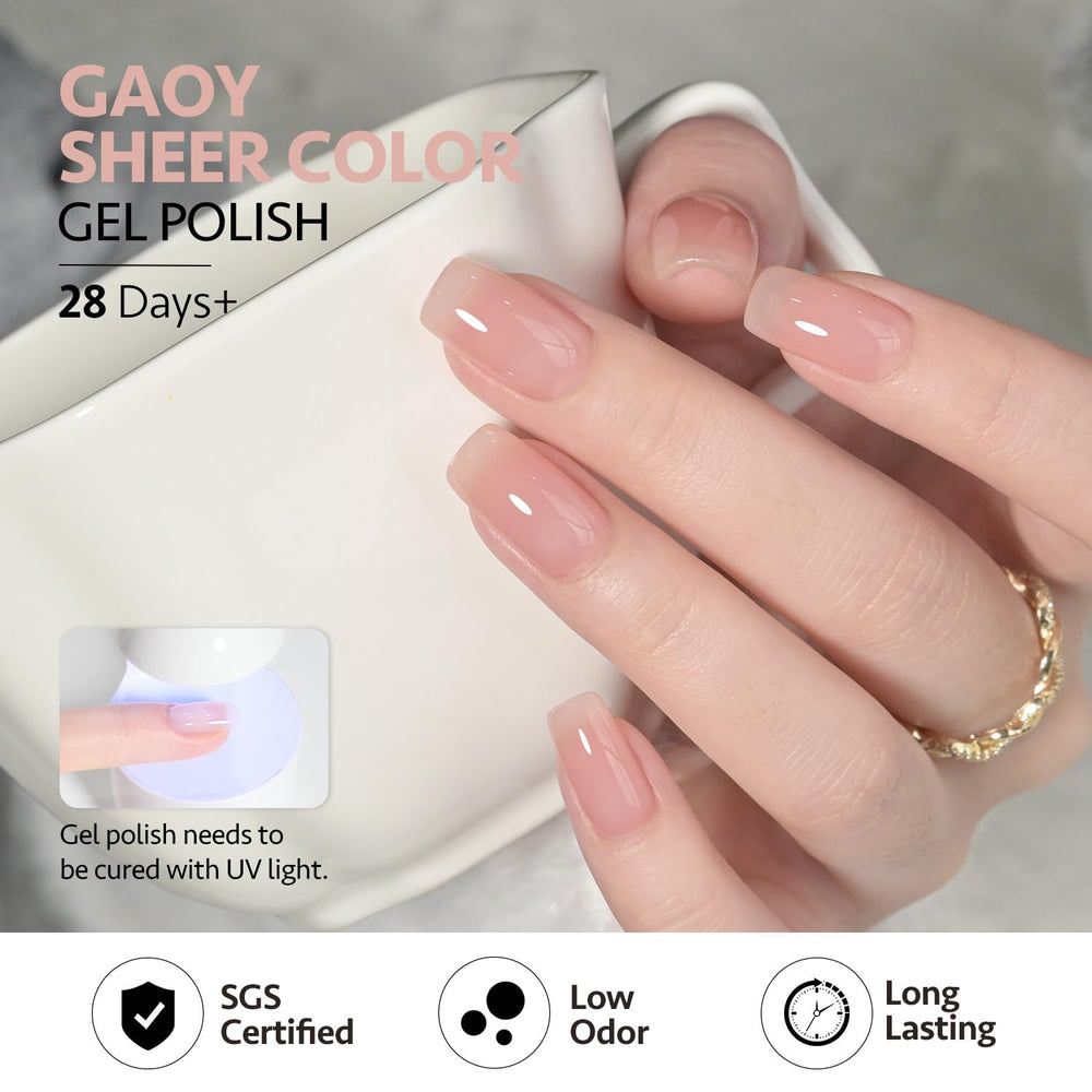 GAOY Jelly Nude Set: UV curing image shows quick, even drying