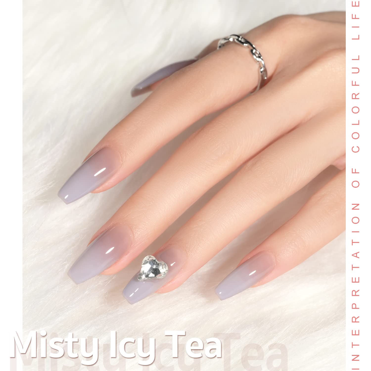 GAOY Jelly Nude sheer grey soft tone for subtle nails and layering.