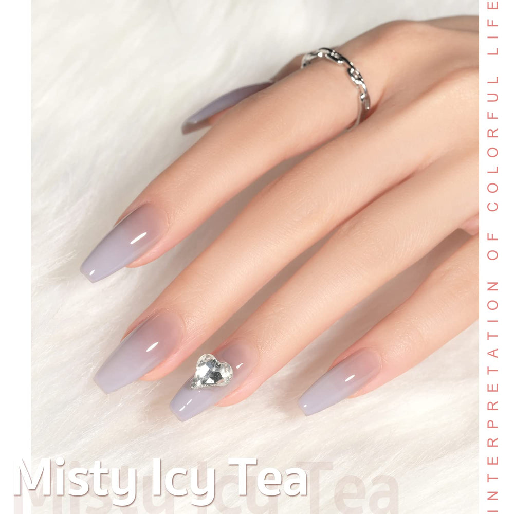 GAOY Jelly Nude sheer grey soft tone for subtle nails and layering.