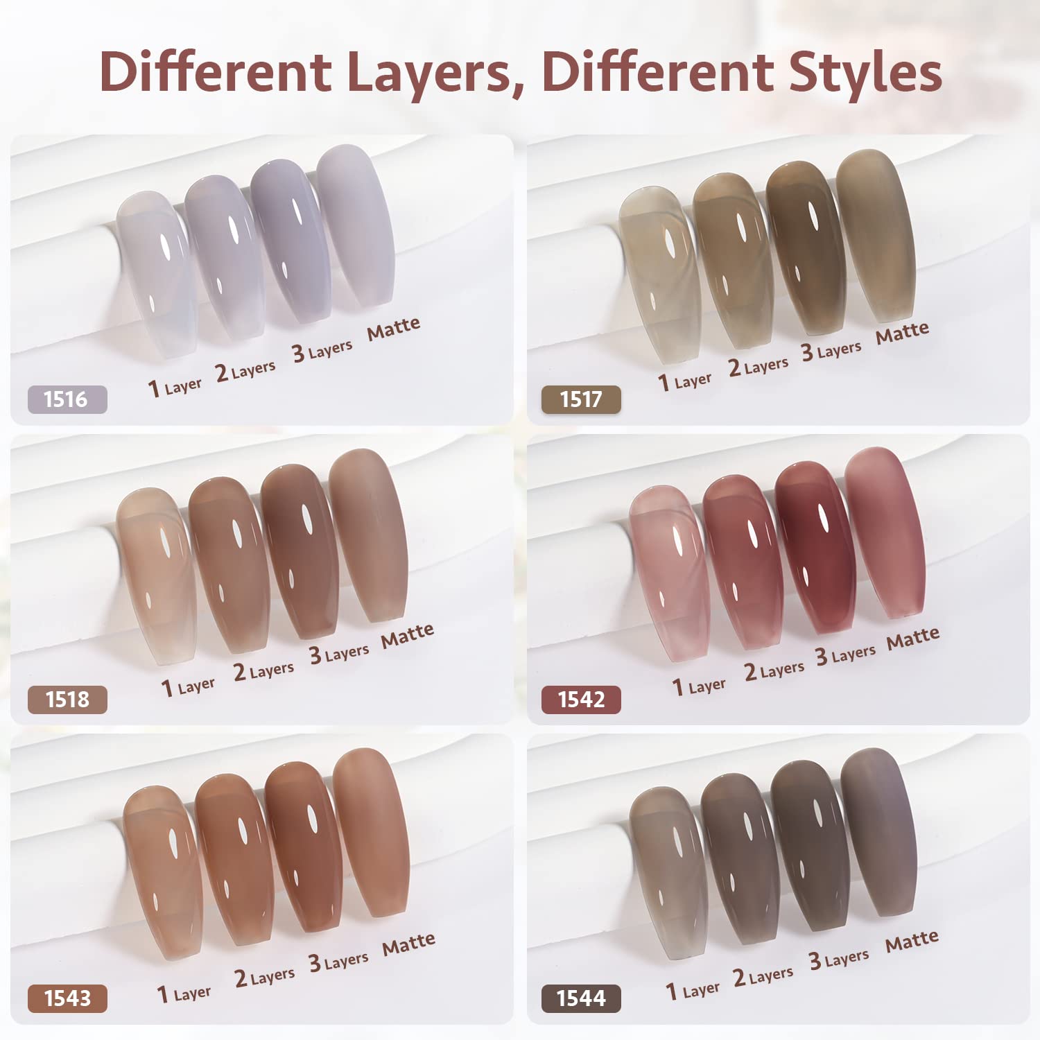 GAOY Jelly Nude sheer taupe warm shade for chic nail art base.