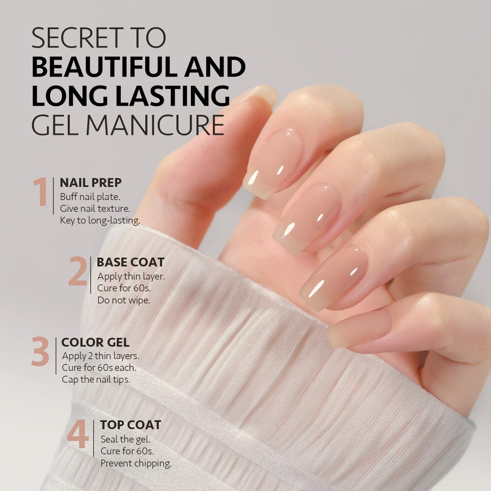 GAOY Jelly Nude cure under UV lamp for quick-dry results.