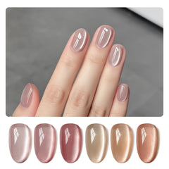 GAOY Jelly Pink Silver Cat Eye polish set with magnet for at-home nails