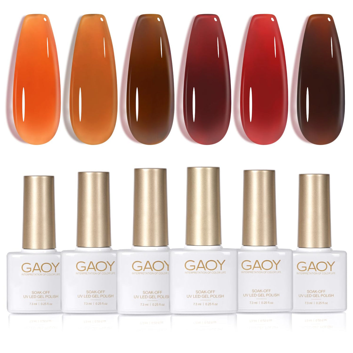 GAOY Jelly Tortoise Brown gel polish swatch for versatile home manicures.