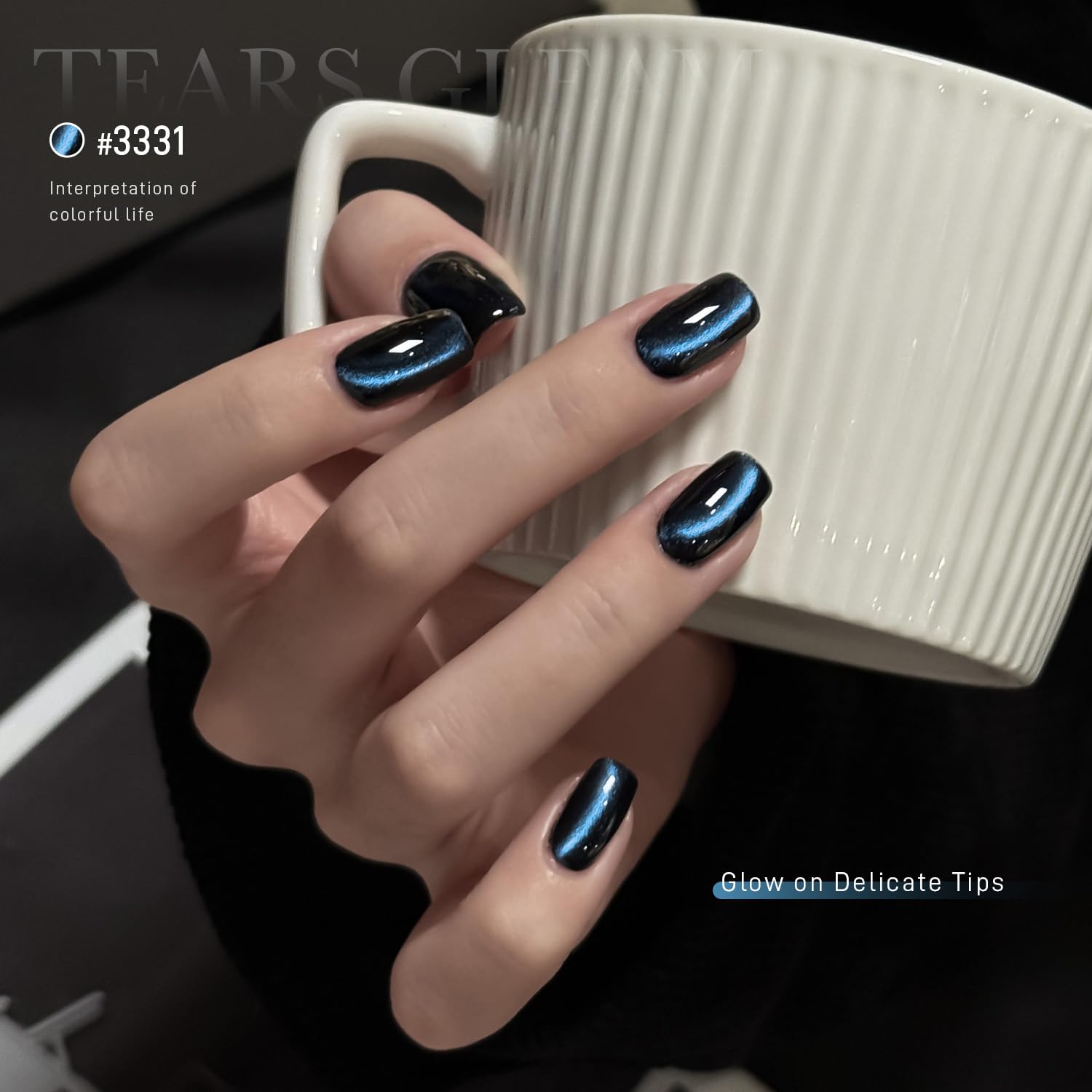 GAOY nails feature long-lasting shimmery cat eye finish