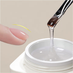GAOY low-heat clear builder gel bottle for a comfortable cure and durable finish.