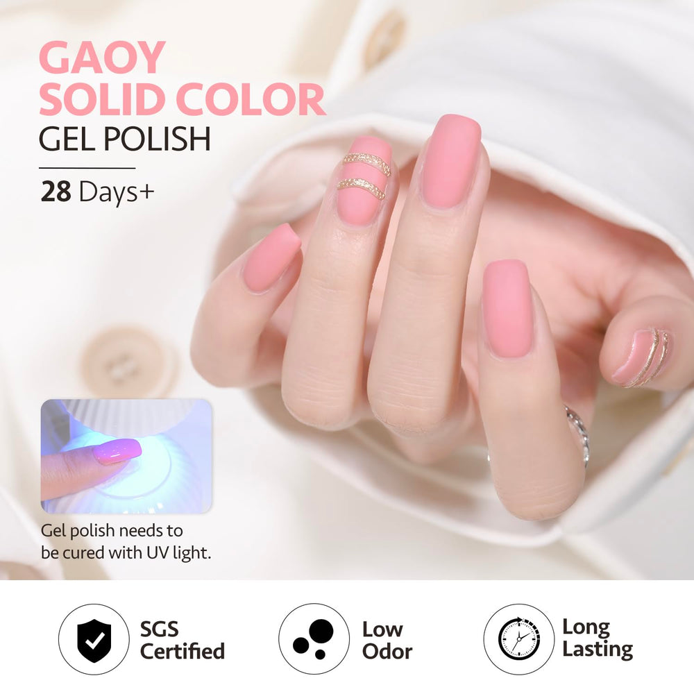 GAOY macaron-1034 Pink Oyster shade on nails illustrating soft pastel manicure.