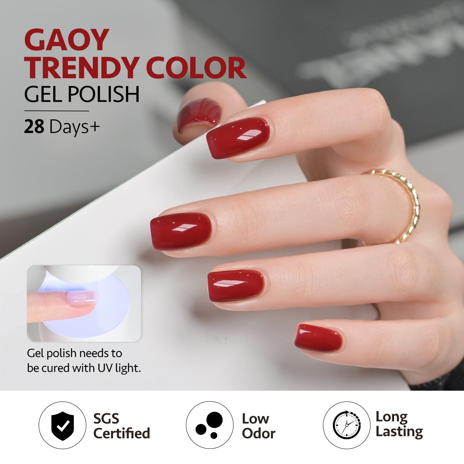 GAOY matte top coat and base coat for velvety texture and adhesion.