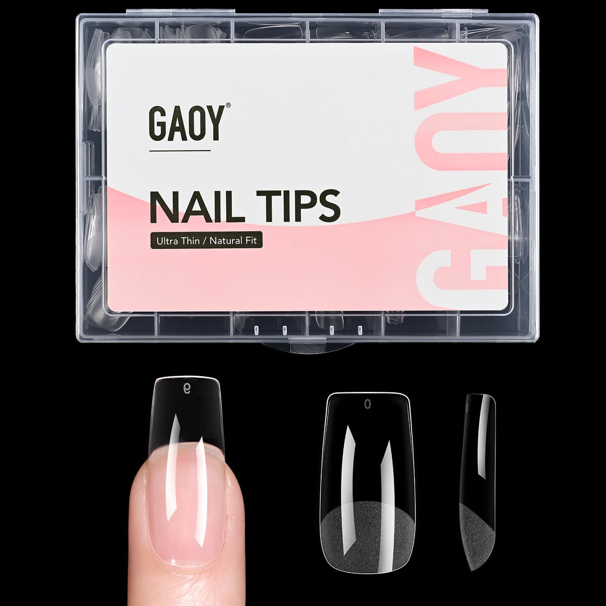 GAOY medium-square gel nail tips collection—240pcs for versatile nail design.