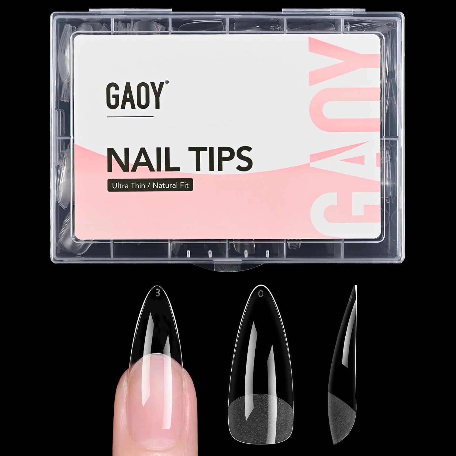 GAOY Medium Stiletto Tips 240pcs bundle for at-home nail art.