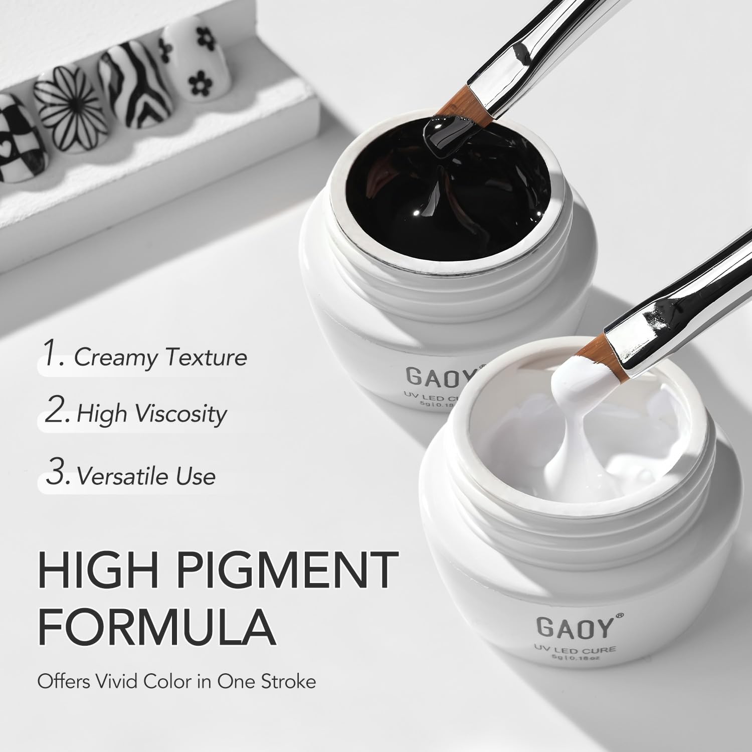 GAOY line art gel close-up captures tiny details for intricate nails
