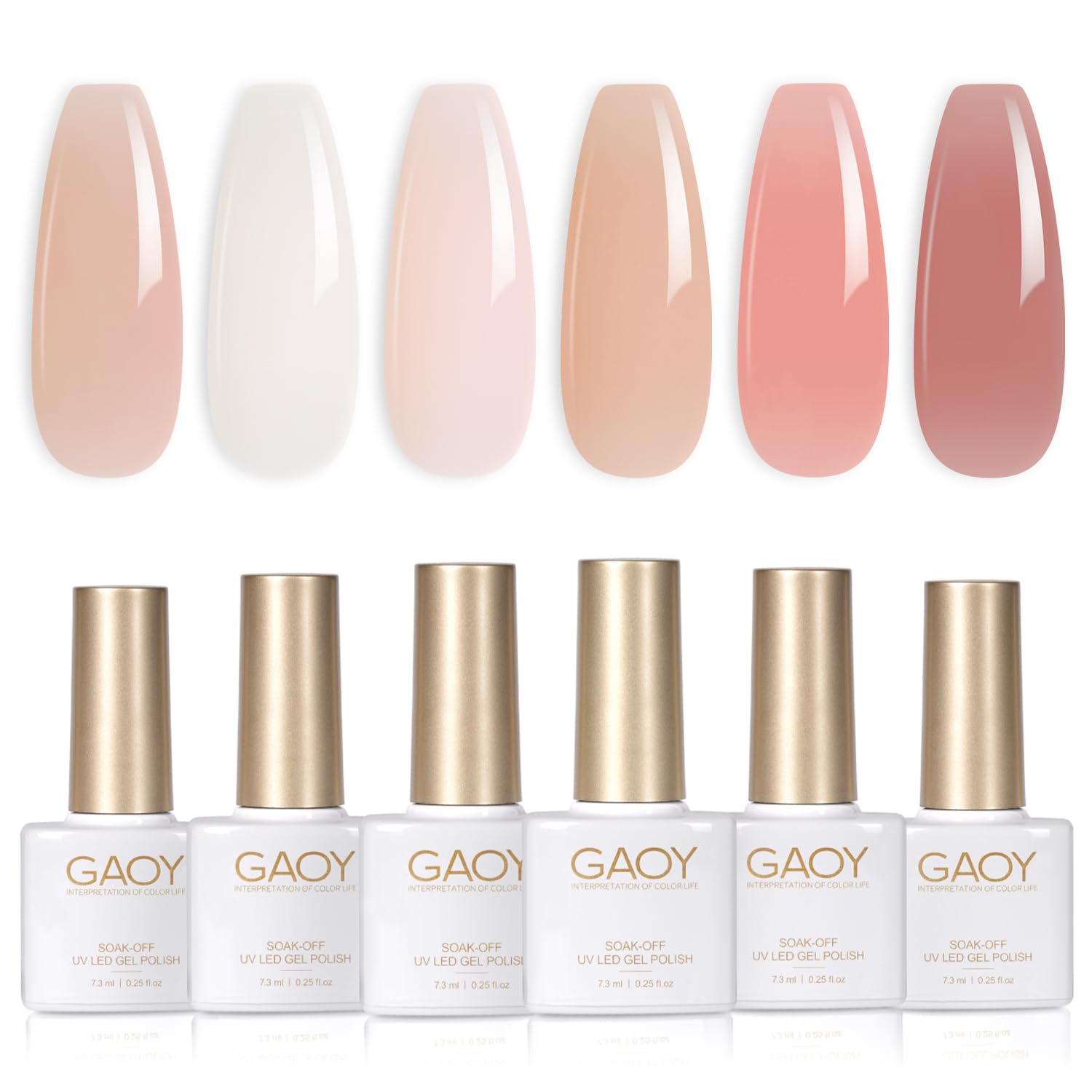 GAOY Milky Jelly Nude set with six sheer colors for versatile at-home nail art