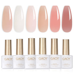 GAOY Milky Jelly Nude set with six sheer colors for versatile at-home nail art
