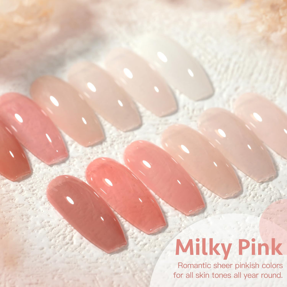 GAOY Milky Pink Jelly Nude gel polish brush application close-up for smooth results.