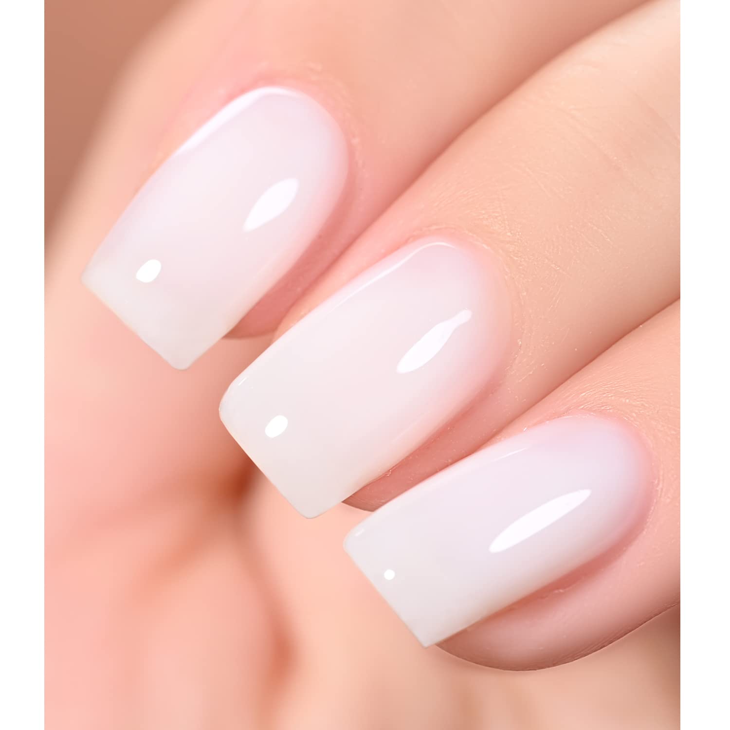 GAOY Milky White Jelly Nude application step demonstrates easy layering for versatile coverage.