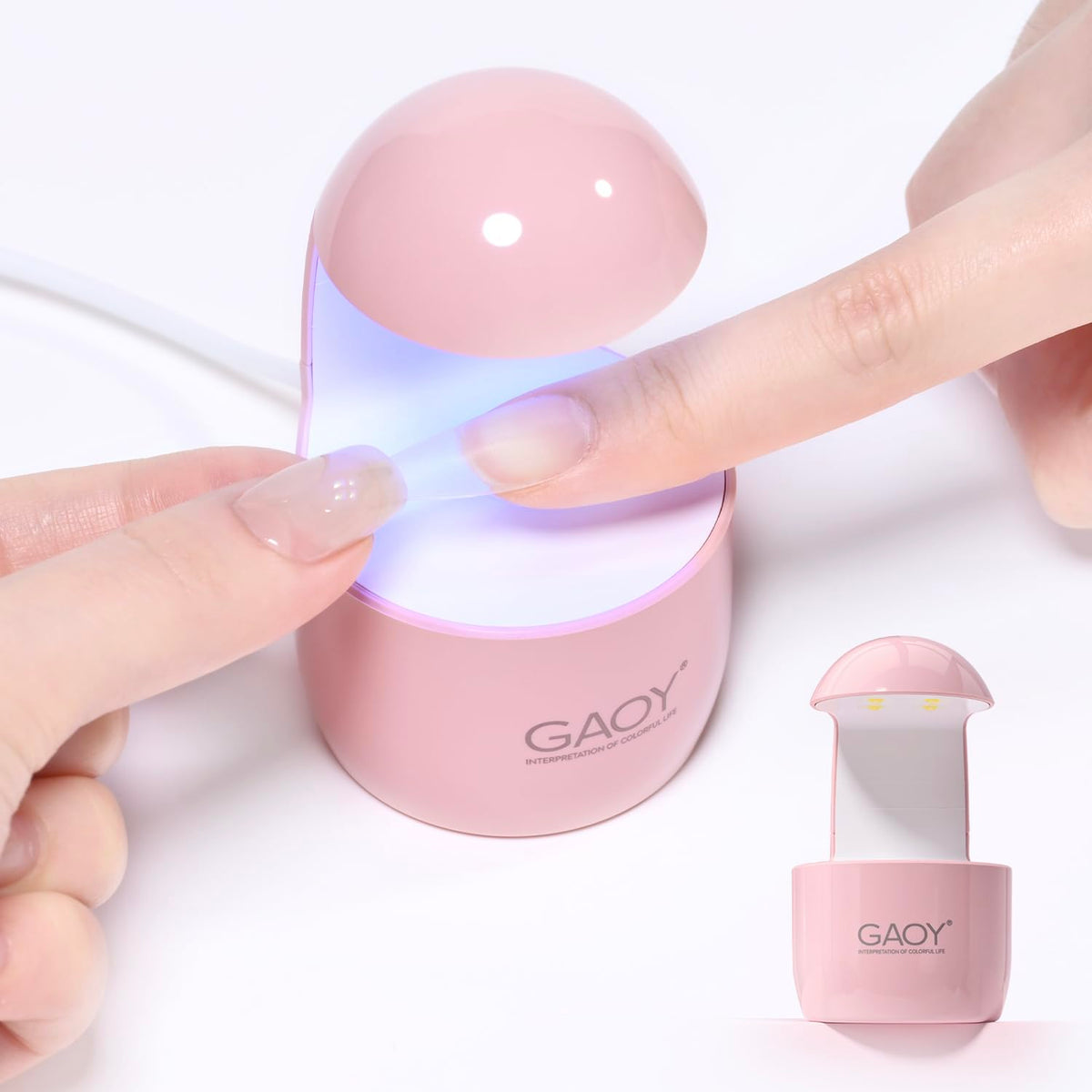 GAOY Mini UV Light front view demonstrates a compact design for fast gel curing.