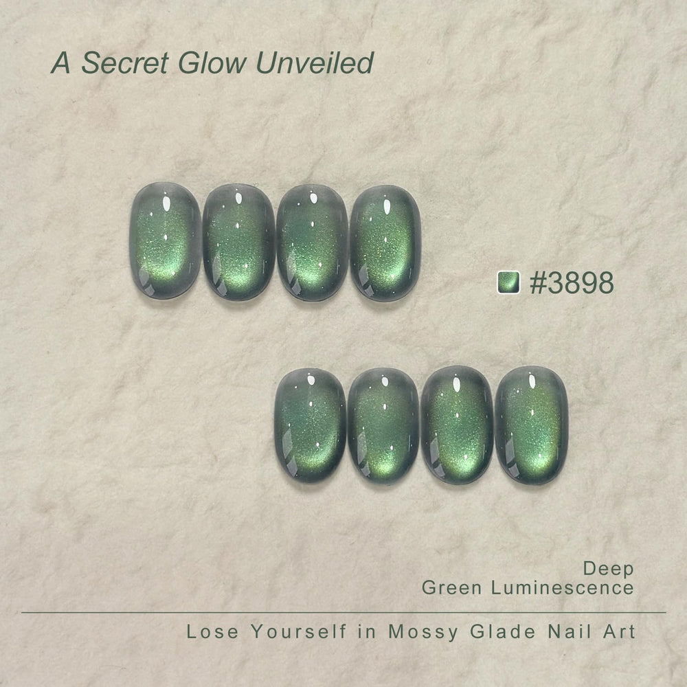 GAOY Mossy Glade glitter jelly polish swirled on nails