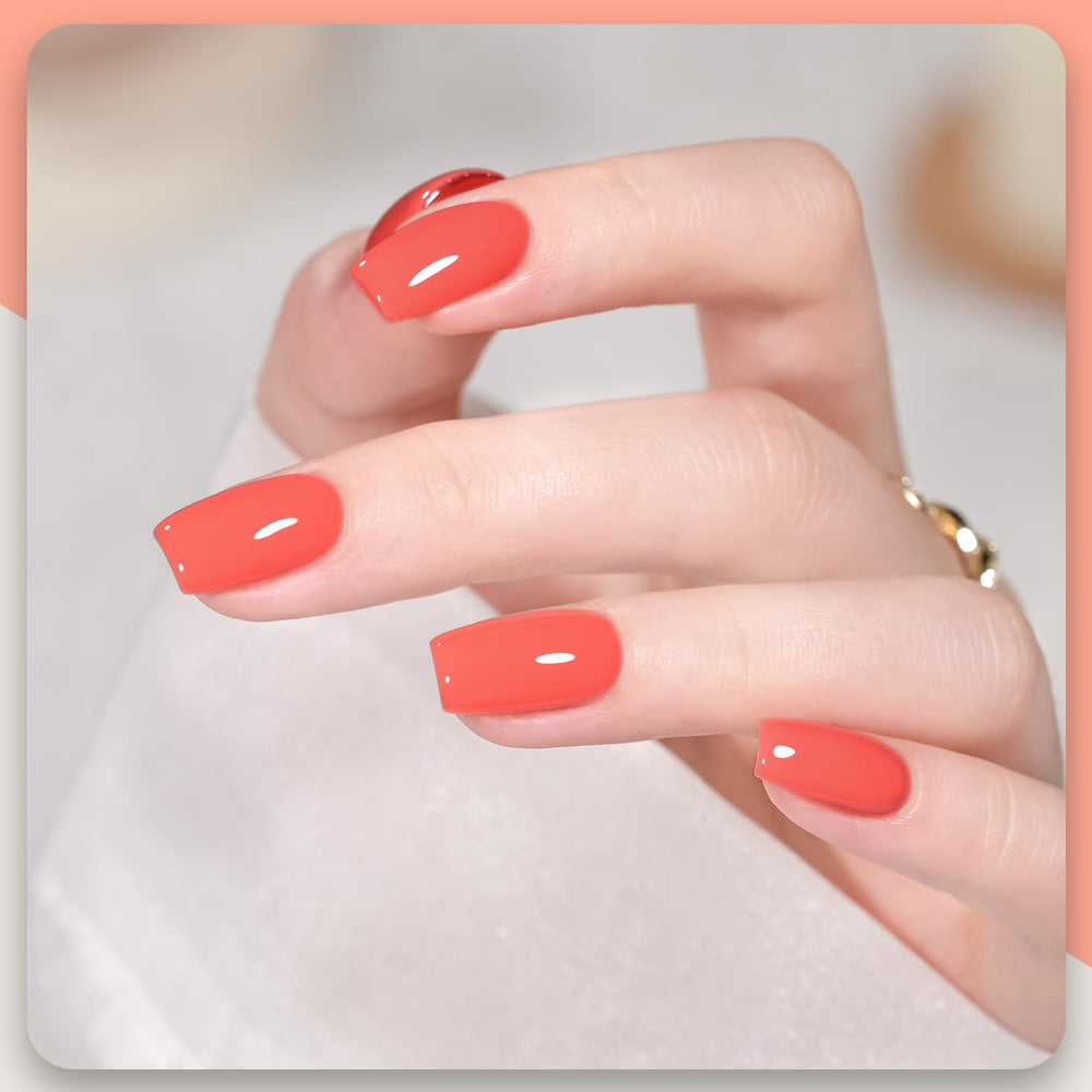 GAOY coral-orange gel color layers ideal for custom nail art at home.