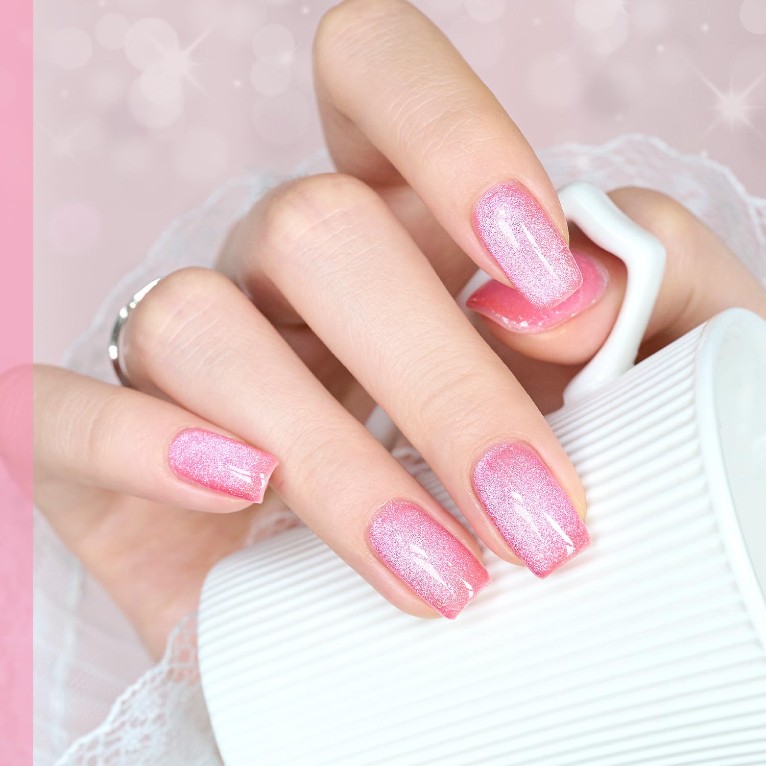 GAOY nail art magnet pattern close-up highlighting shimmering color shift.