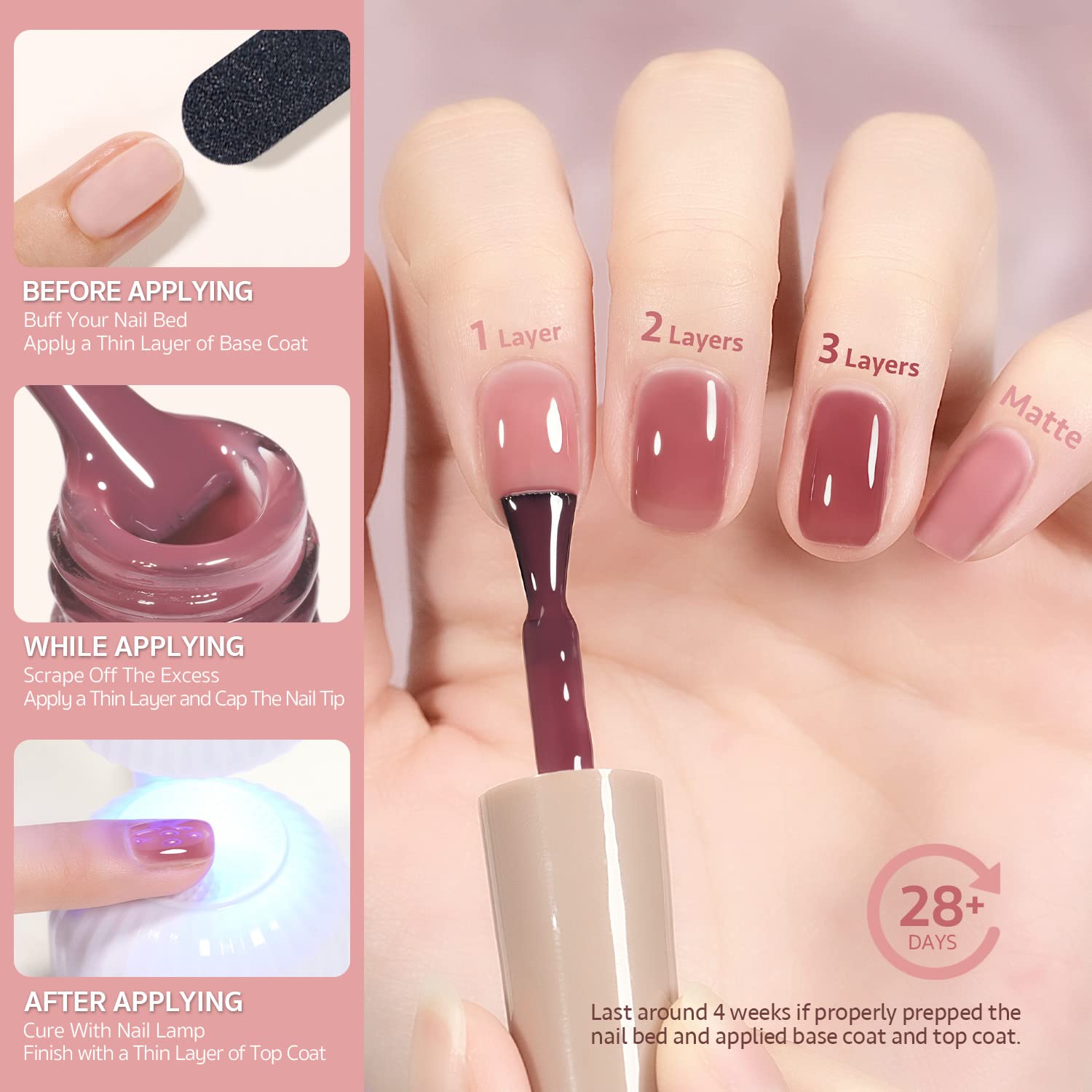 GAOY nail prep buff before application reduces peeling and improves adhesion.