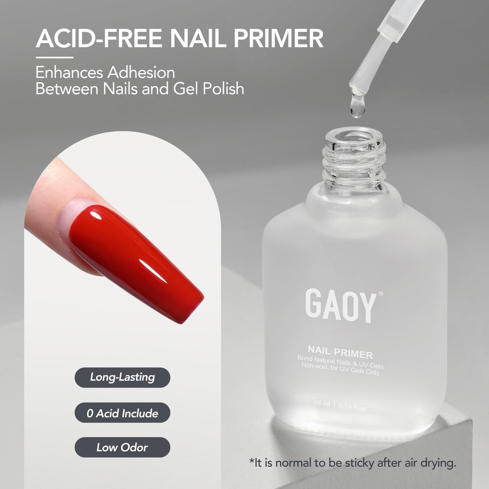 GAOY Nail Primer quick-dry formula dries in about 10 seconds.
