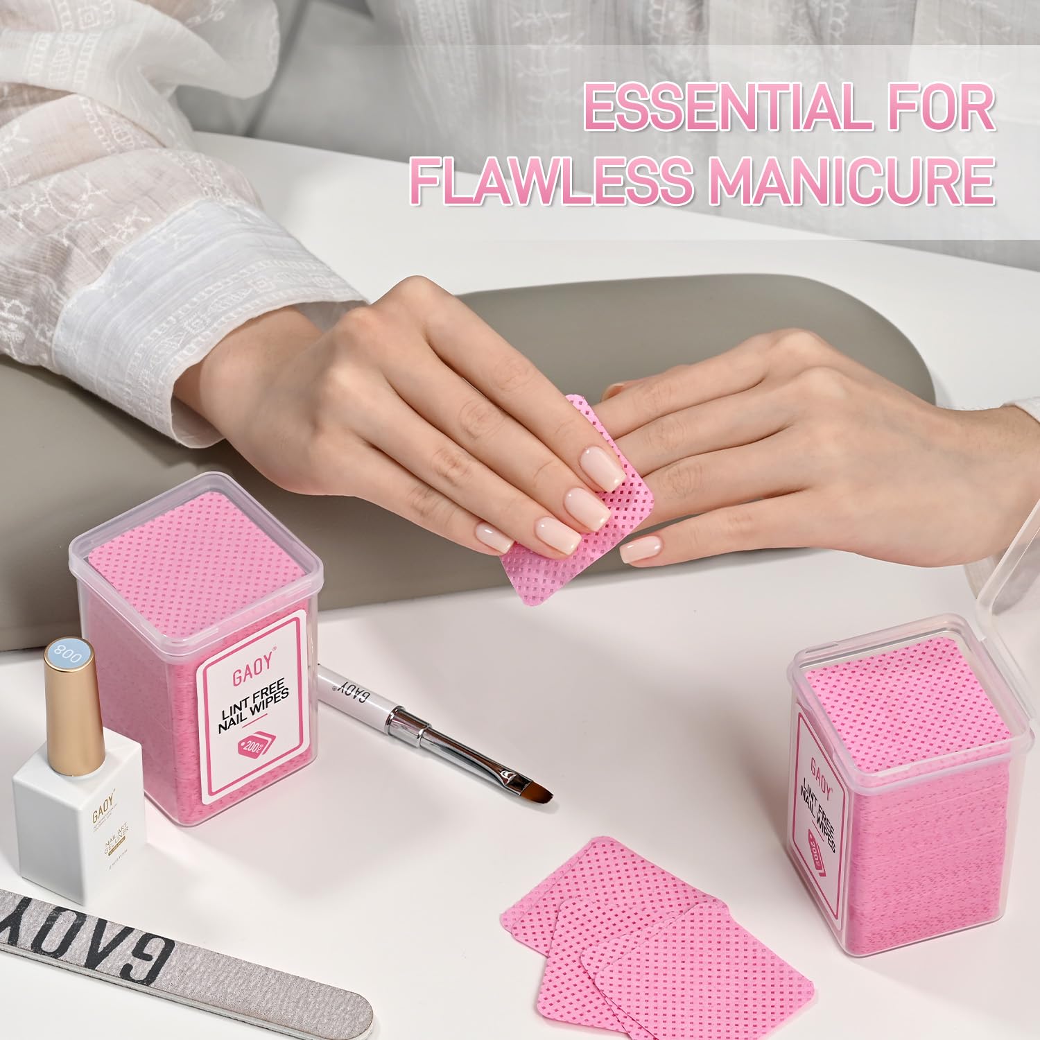 GAOY lint-free nail wipes suited for professional salon and DIY nail art