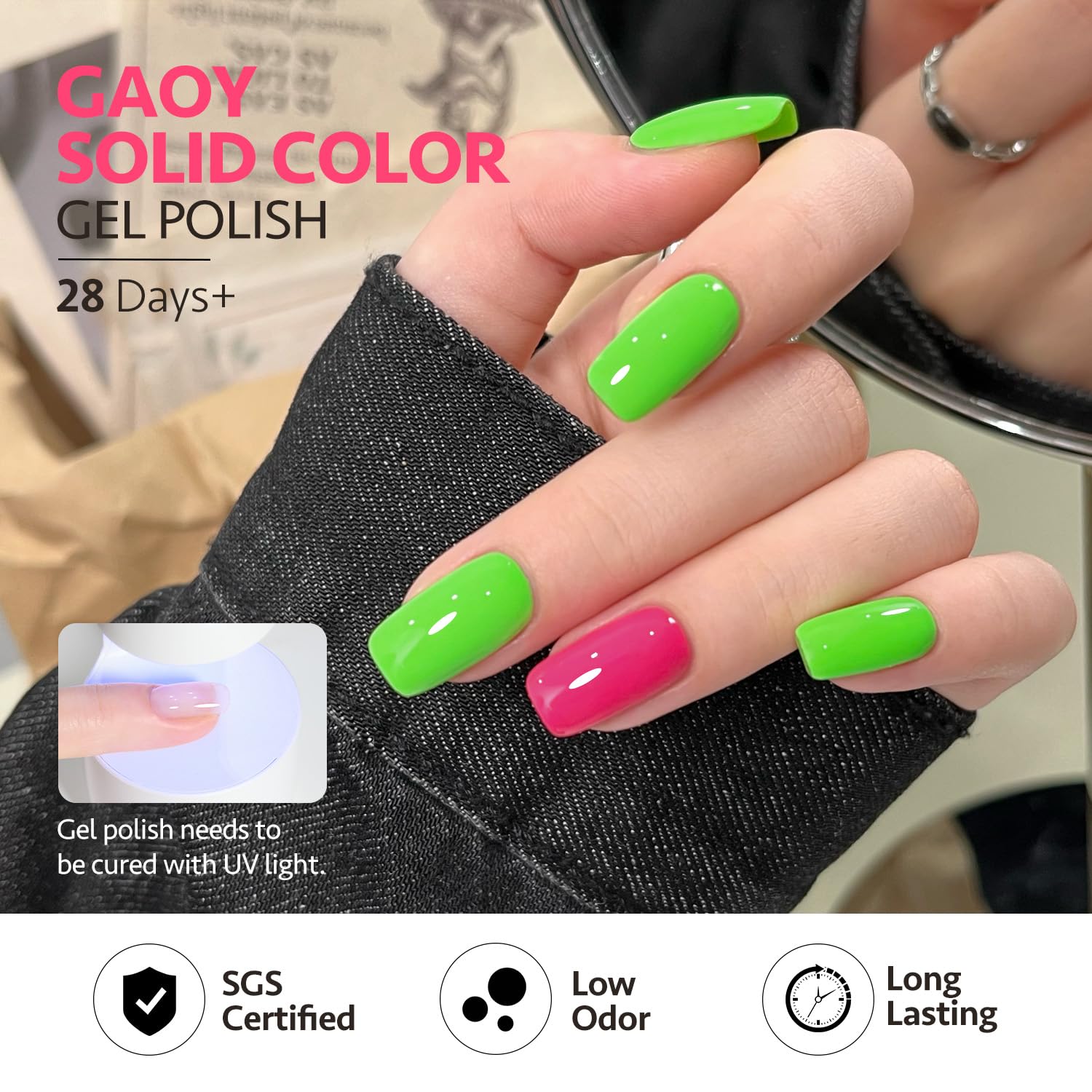 GAOY Neon Gel Nail Polish Set with six colors for versatile DIY nail art