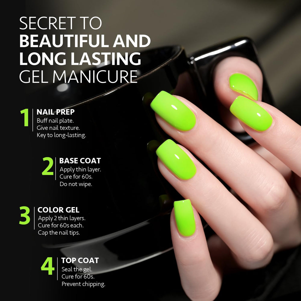GAOY Neon Green Gel Nail Polish packaging; 16ml bottle for home fashion nails
