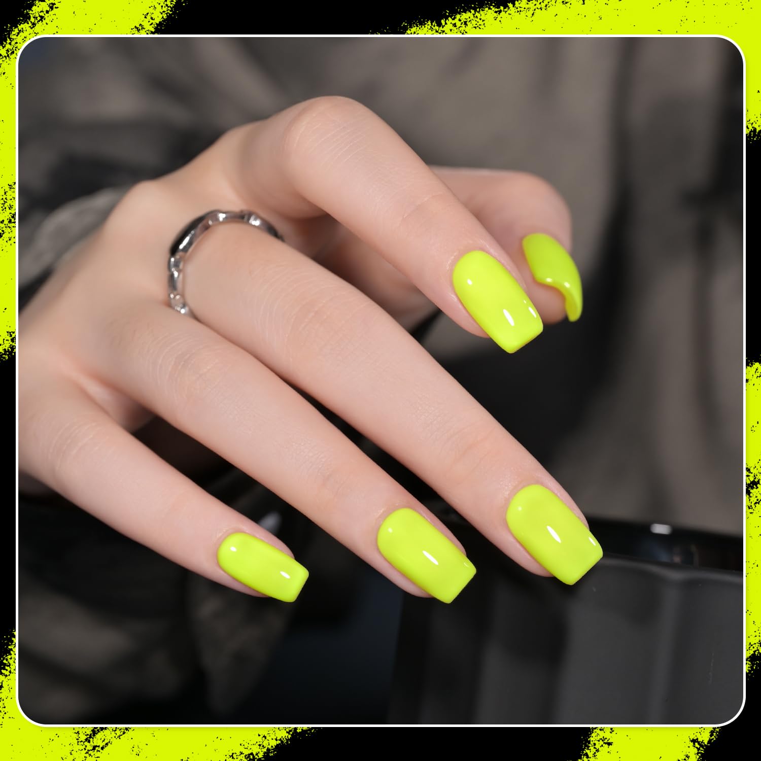 GAOY Neon Yellow gel polish nail-art-pattern for vibrant, creative DIY designs.