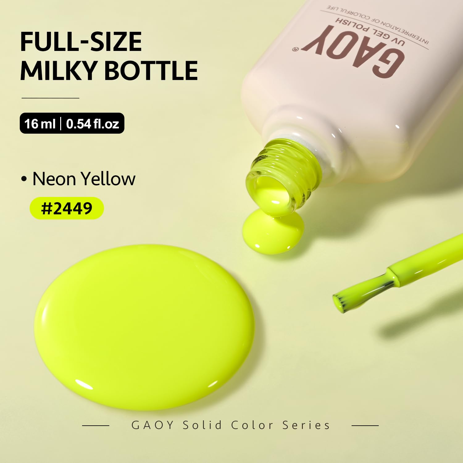GAOY Neon Yellow gel polish at-home manicure option for weekend flair.