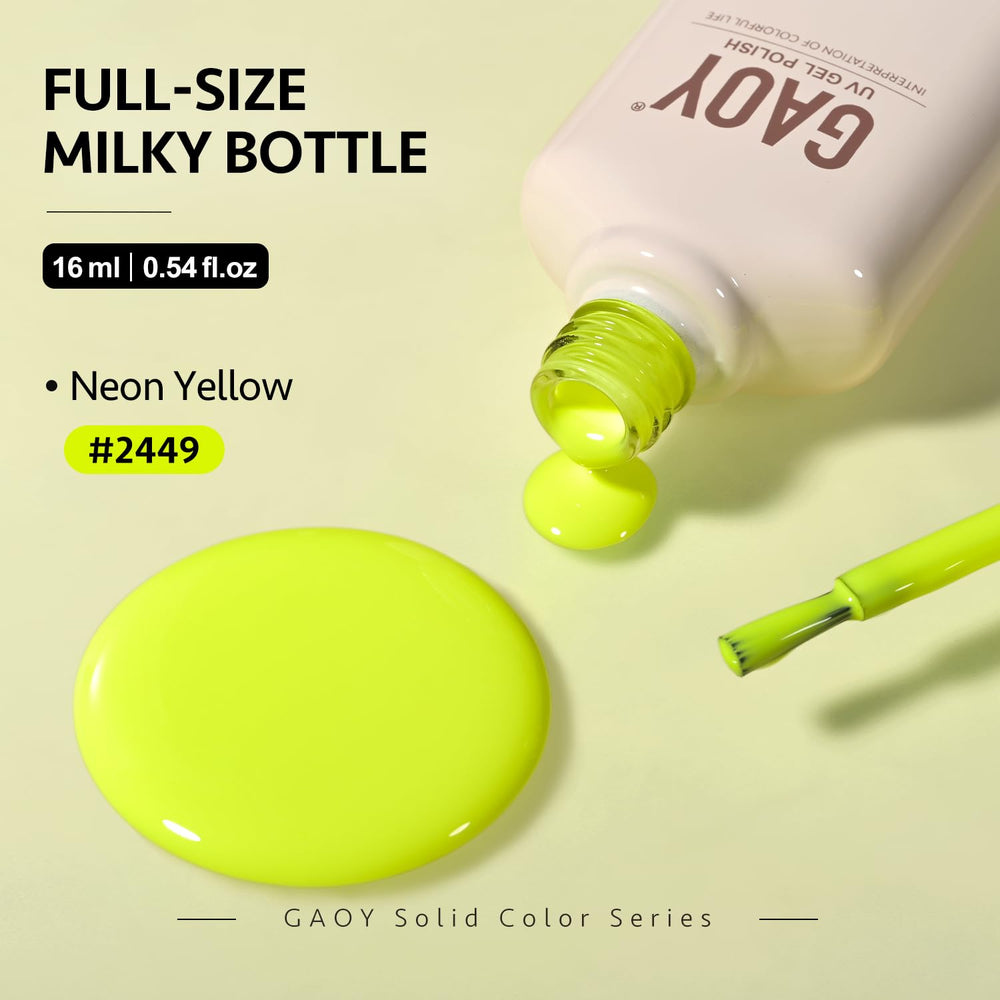 GAOY Neon Yellow gel polish at-home manicure option for weekend flair.
