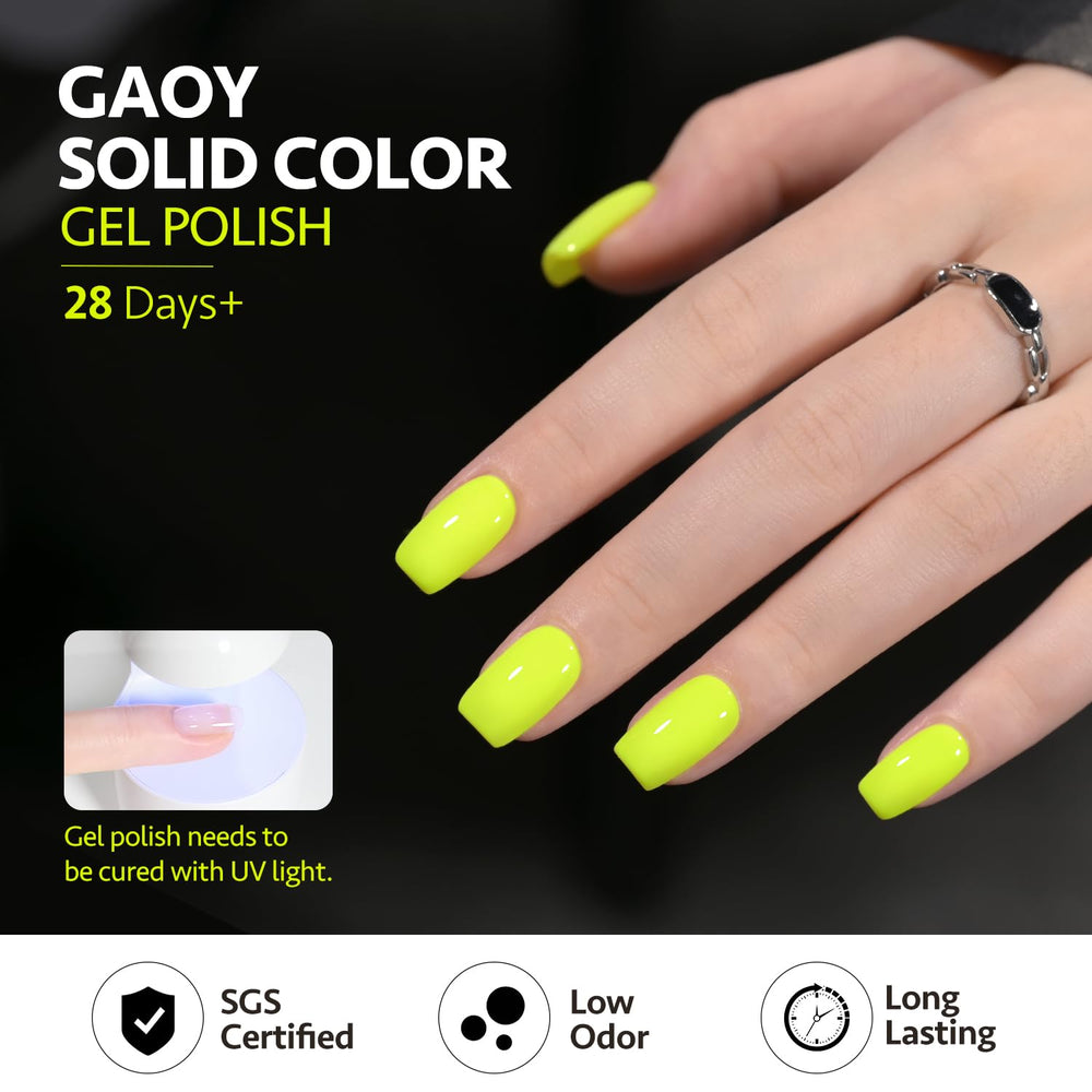 GAOY Neon Yellow gel polish glossy finish enhances any manicure.