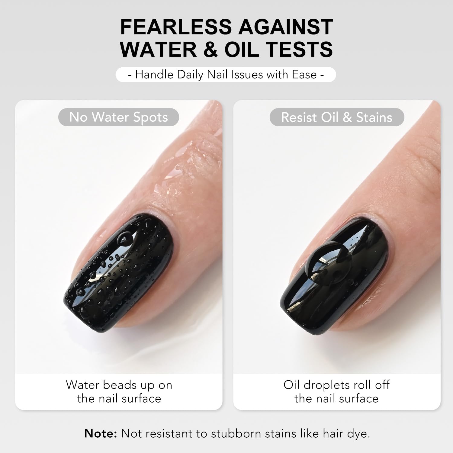 GAOY no-wipe clear finish top coat highlights quick, clean dry touch.
