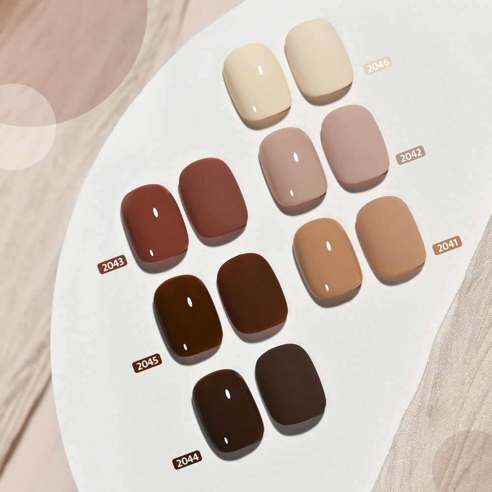 GAOY Nude Brown Fall gel polish Beige swatch for neutral everyday nails