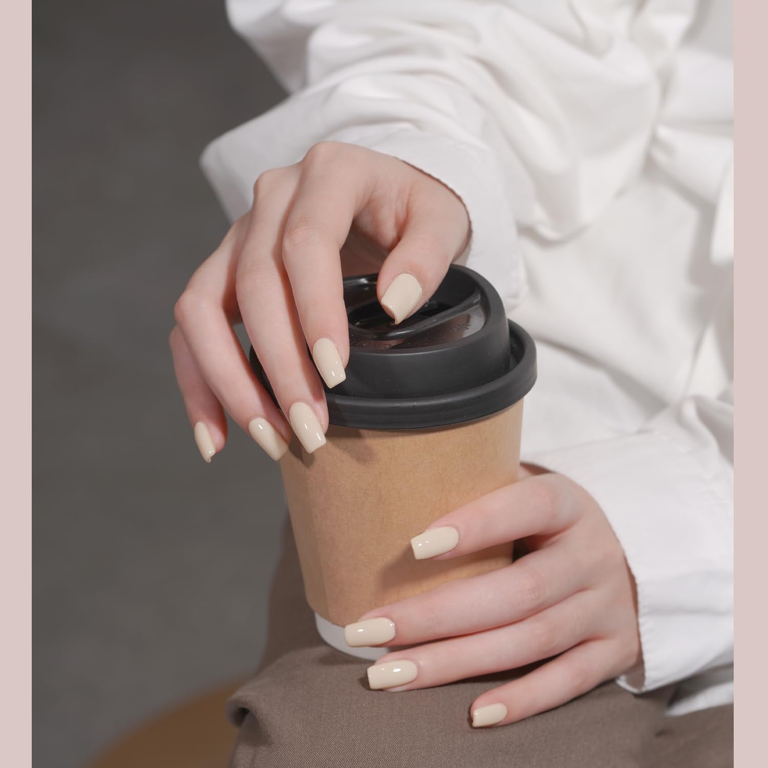 GAOY Nude Brown Fall gel polish Tan swatch for warm, versatile nails
