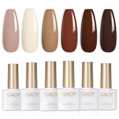 GAOY Nude Brown Fall gel polish White swatch for a glossy home manicure