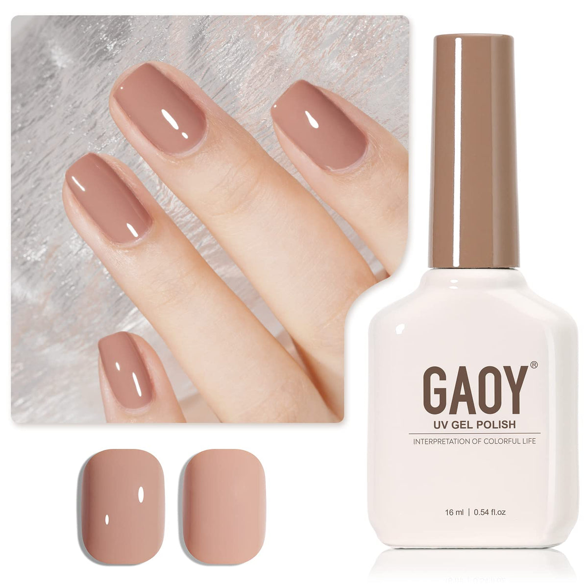 GAOY Nude Brown gel nail polish bottle for at-home manicure with lasting color