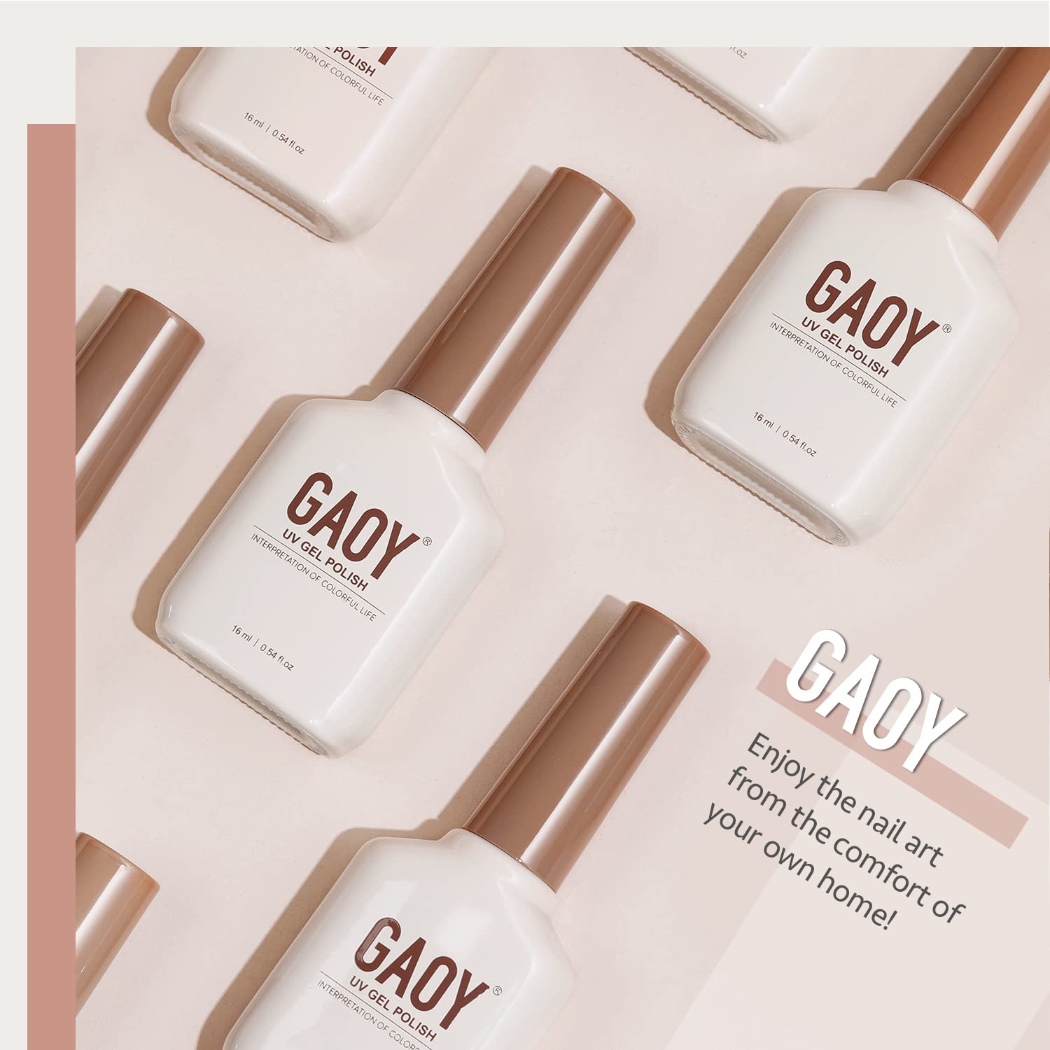 GAOY Nude Brown gel polish with glossy finish on nails
