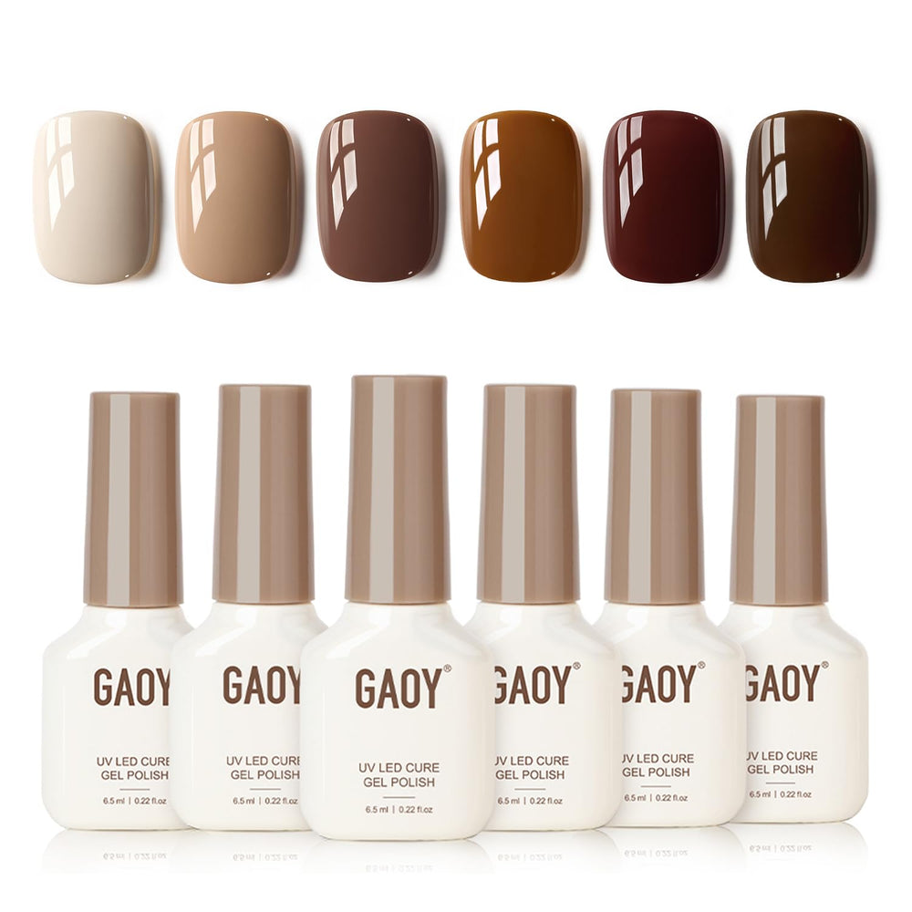 GAOY nude brown gel polish set packaging for at-home manicure ideas.