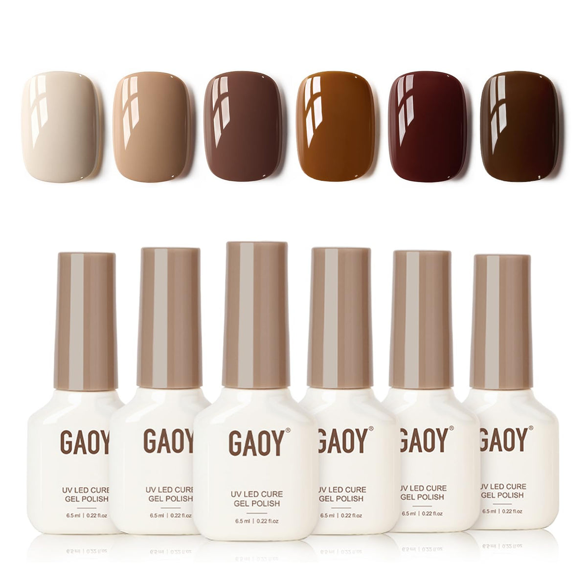 GAOY nude brown gel polish set packaging for at-home manicure ideas.