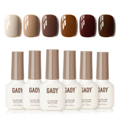 GAOY nude brown gel polish set packaging for at-home manicure ideas.