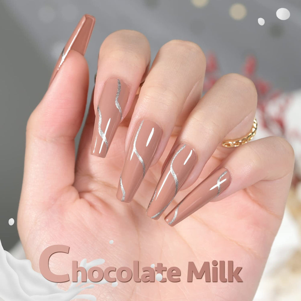 GAOY Nude Brown gel polish application on nails for chic DIY design