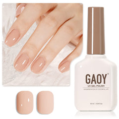 GAOY Nude Gel Polish 1507 bottle shows milky peach shade for easy home manicure.