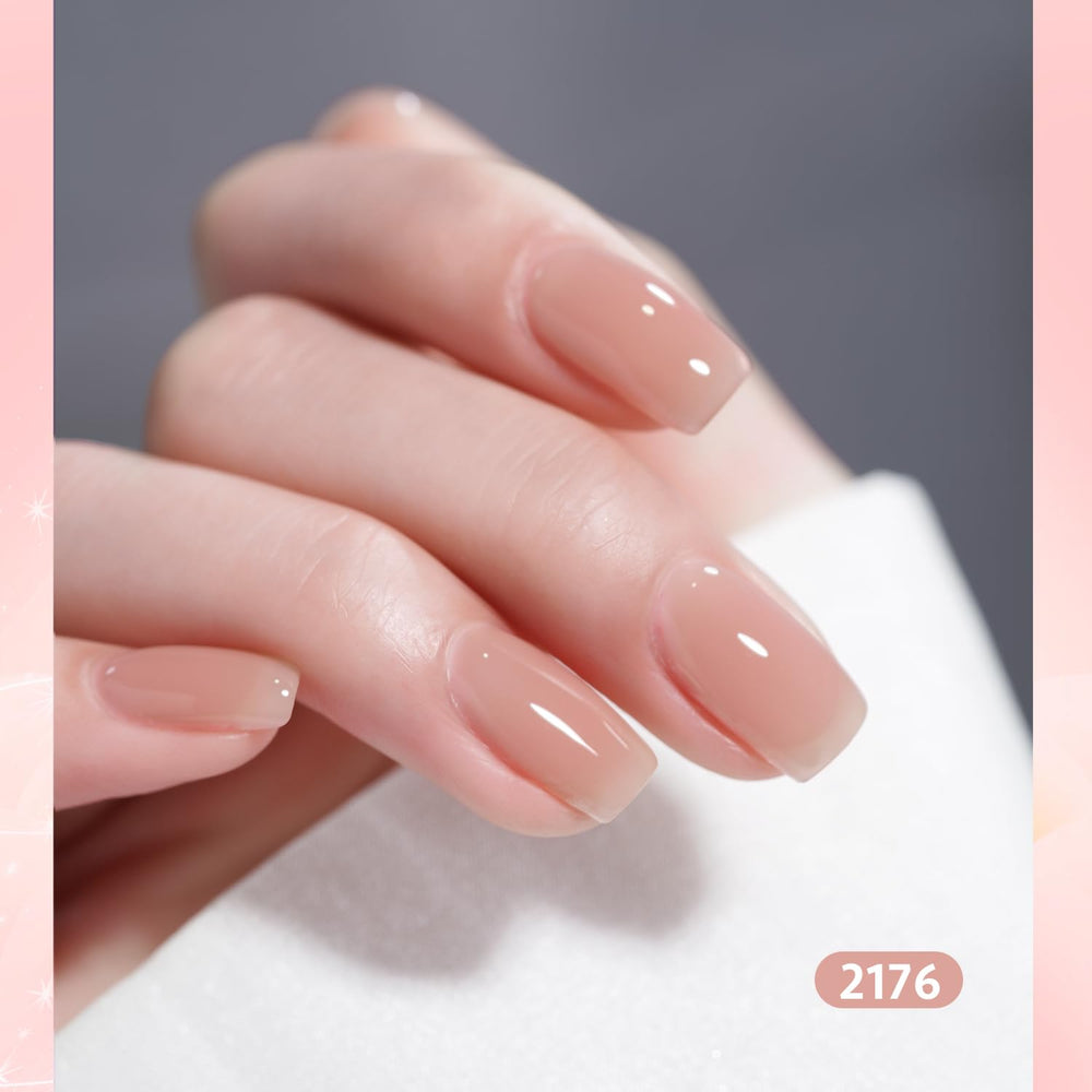 GAOY Nude Jelly Gel Nail Polish Set curing under UV LED shows quick dry action
