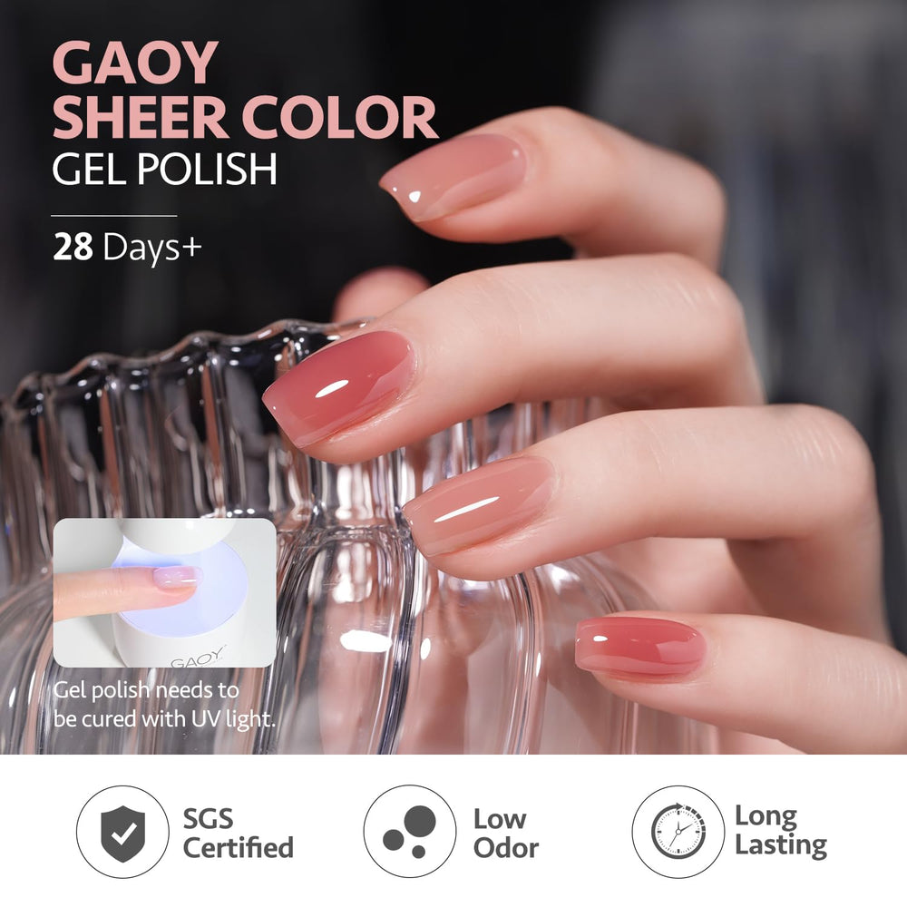 GAOY Nude Jelly Gel Nail Polish Set six-color packaging for home nail art
