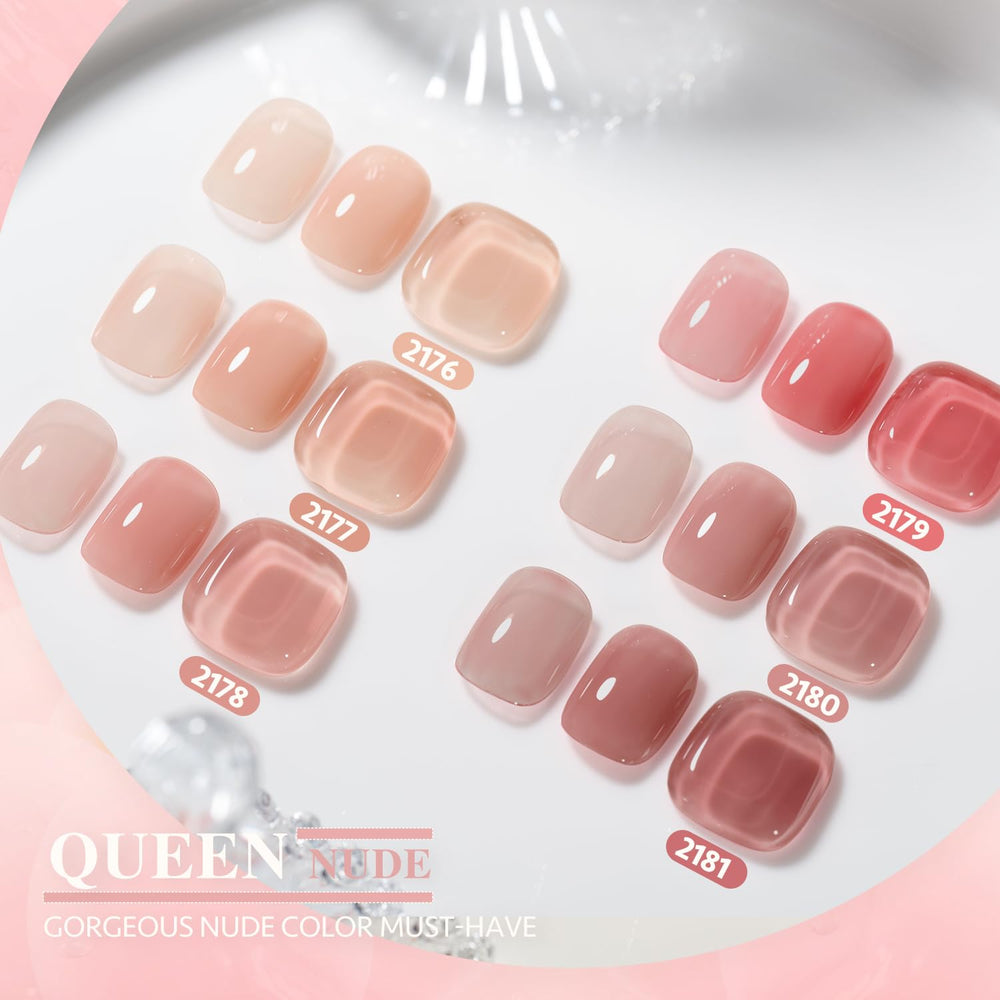 GAOY Nude Jelly Gel Nail Polish Set swatches display even color payoff