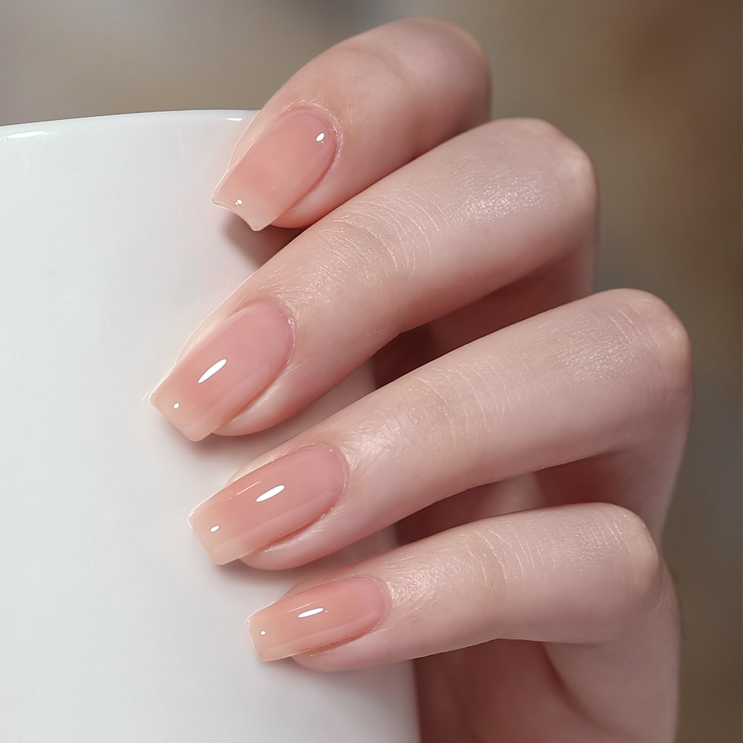 GAOY Nude Jelly polish brush applying even thin layer for smooth color