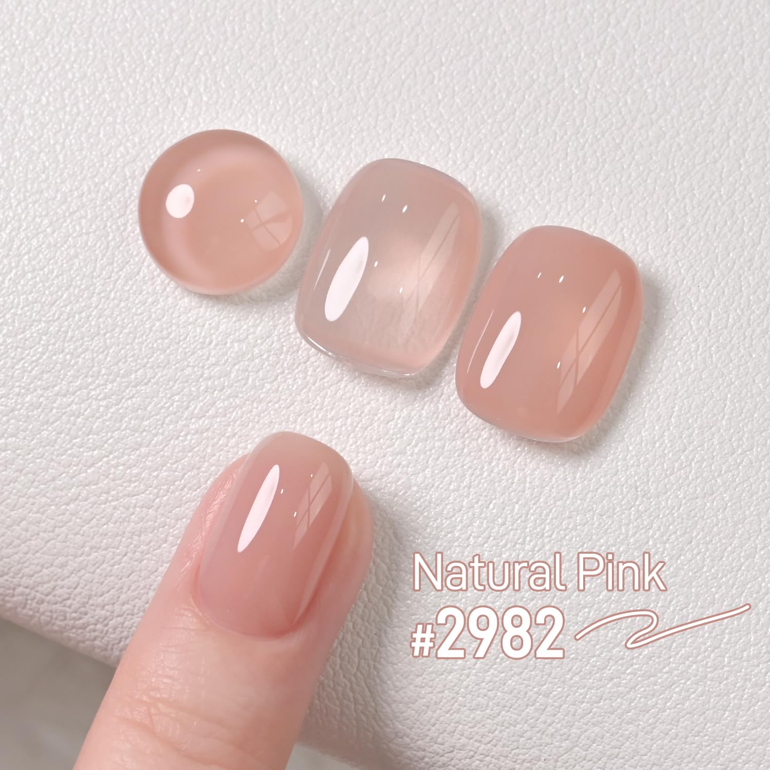 GAOY Nude Jelly polish swatch row displaying buildable translucence to opacity