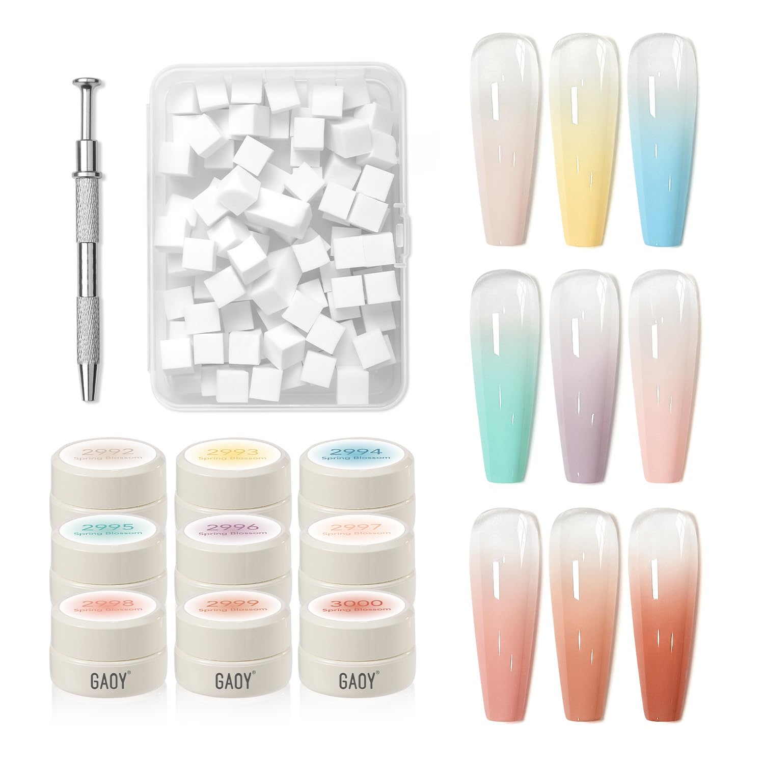 GAOY Ombre gel nail palette demonstrates gradient-ready colors for home nail art.